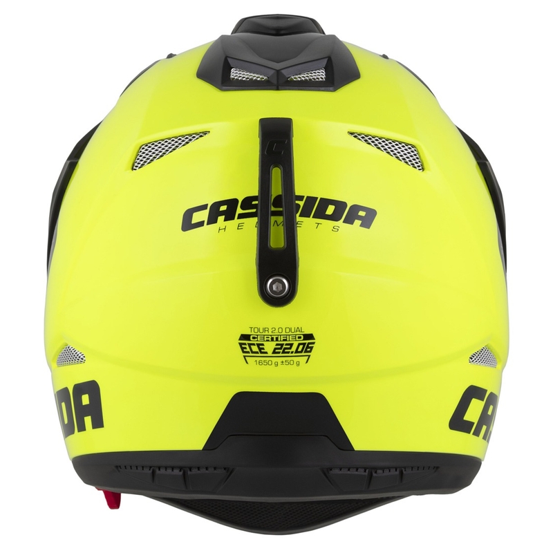 Casco enduro Cassida Tour 2.0 Dual giallo fluo-nero-nero con visiera nera opaca