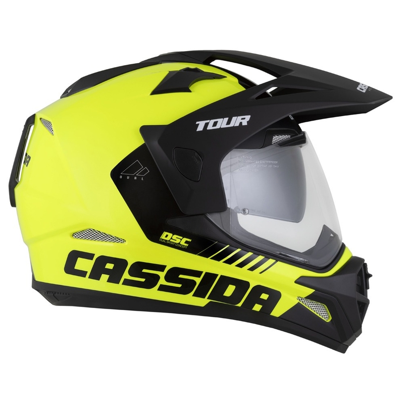 Casco enduro Cassida Tour 2.0 Dual giallo fluo-nero-nero con visiera nera opaca