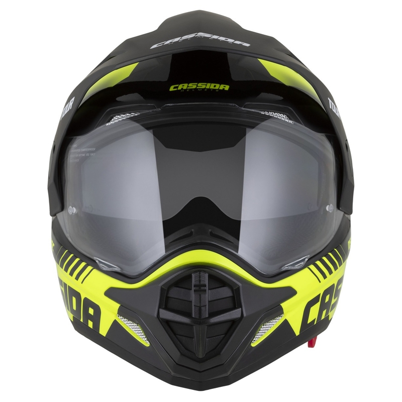 Casco enduro Cassida Tour 2.0 Dual giallo fluo-nero-nero con visiera nera opaca