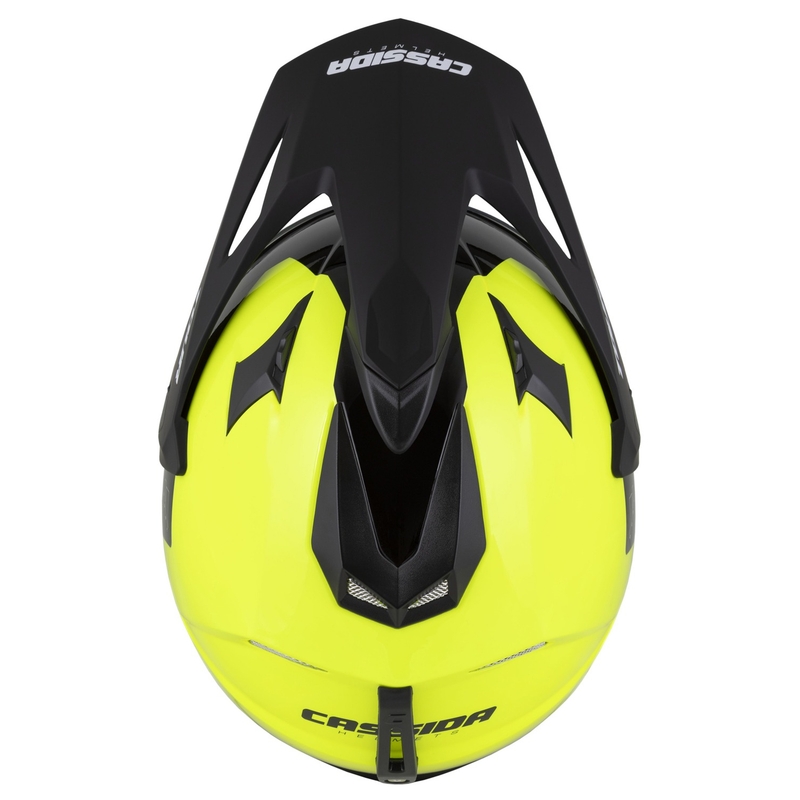 Casco enduro Cassida Tour 2.0 Dual giallo fluo-nero-nero con visiera nera opaca