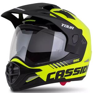 Casco enduro Cassida Tour 2.0 Dual giallo fluo-nero-nero con visiera nera opaca