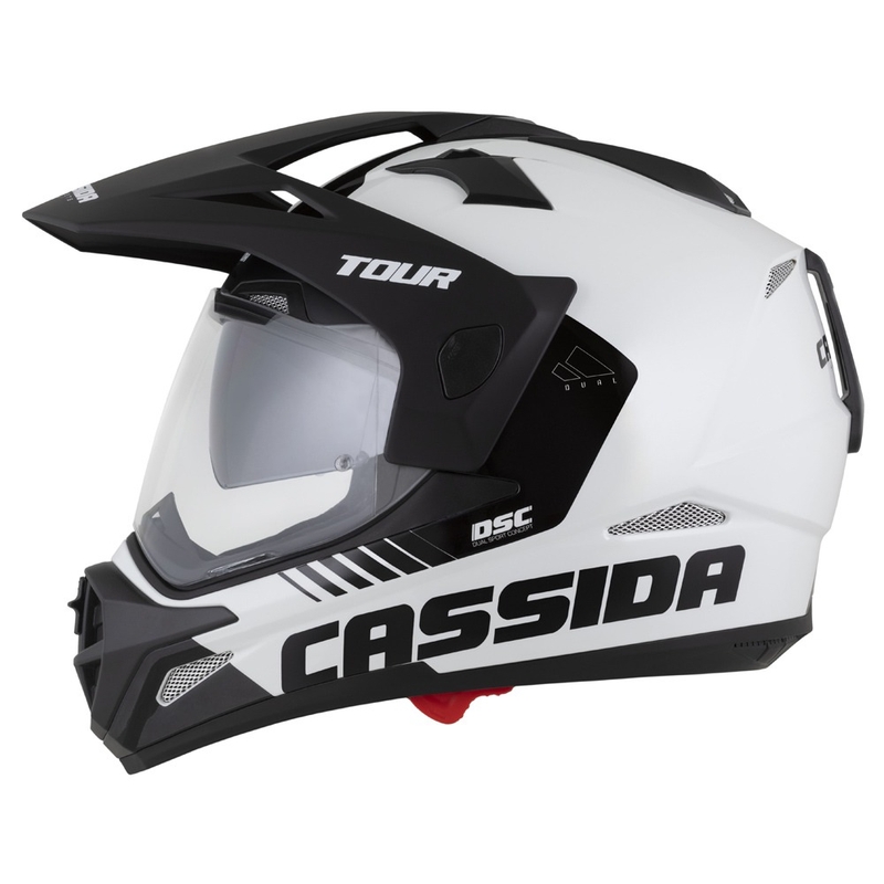 Casco enduro Cassida Tour 2.0 Dual bianco-nero con visiera nera opaca