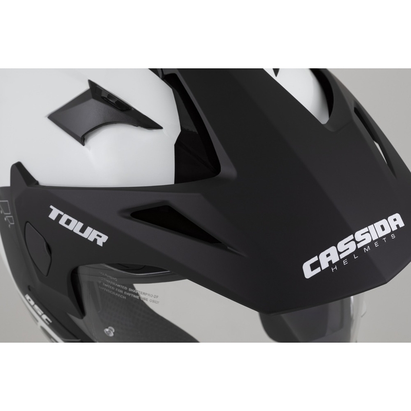 Casco enduro Cassida Tour 2.0 Dual bianco-nero con visiera nera opaca