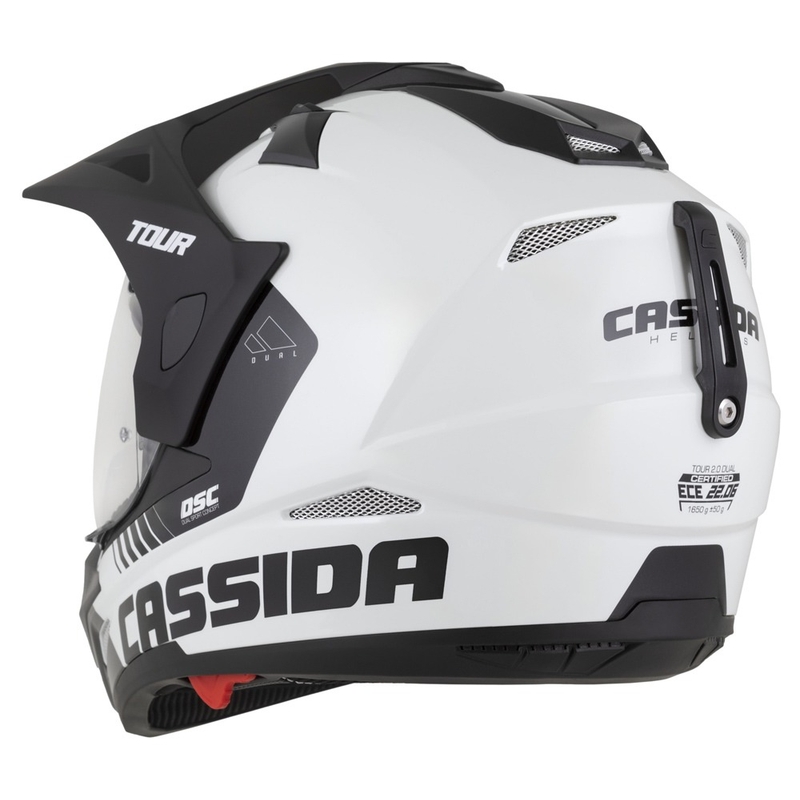 Casco enduro Cassida Tour 2.0 Dual bianco-nero con visiera nera opaca