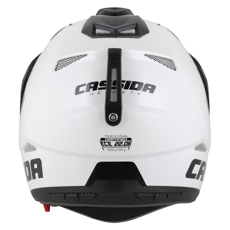 Casco enduro Cassida Tour 2.0 Dual bianco-nero con visiera nera opaca