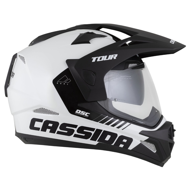 Casco enduro Cassida Tour 2.0 Dual bianco-nero con visiera nera opaca