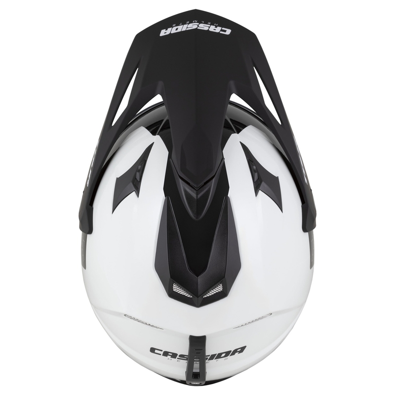 Casco enduro Cassida Tour 2.0 Dual bianco-nero con visiera nera opaca