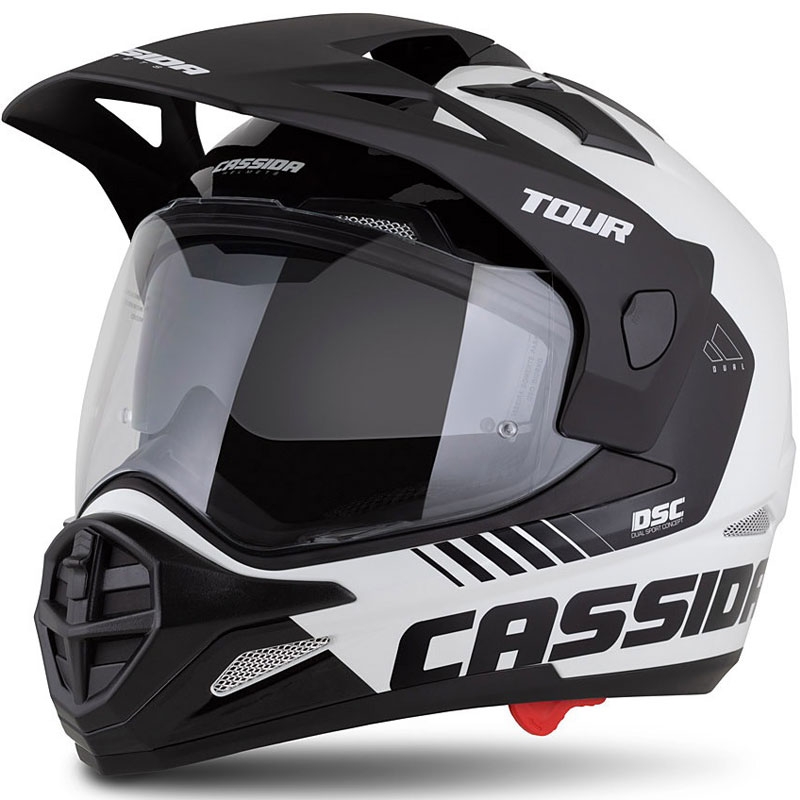 Casco enduro Cassida Tour 2.0 Dual bianco-nero con visiera nera opaca
