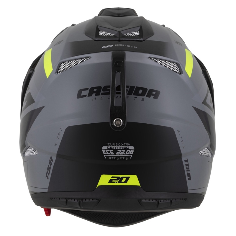 Casco enduro Cassida Tour 2.0 X-tra grigio-giallo fluo-nero con visiera nera opaca
