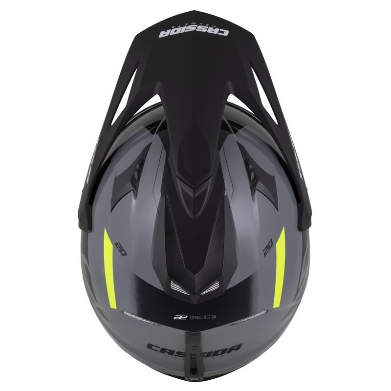 Casco enduro Cassida Tour 2.0 X-tra grigio-giallo fluo-nero con visiera nera opaca