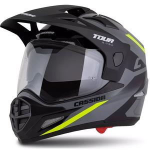 Casco enduro Cassida Tour 2.0 X-tra grigio-giallo fluo-nero con visiera nera opaca