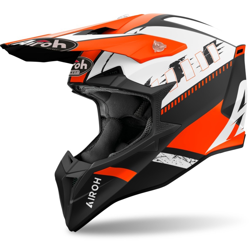 Casco motocross Airoh Wraaap Feel arancione opaco