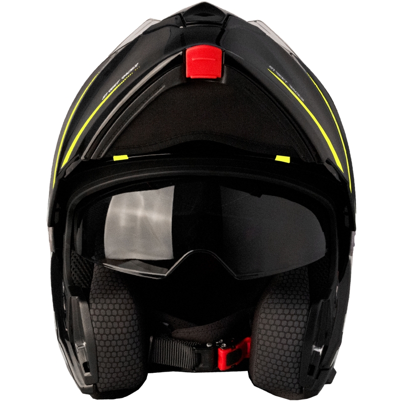 Casco da moto apribile Street Racer Fury nero-giallo fluo