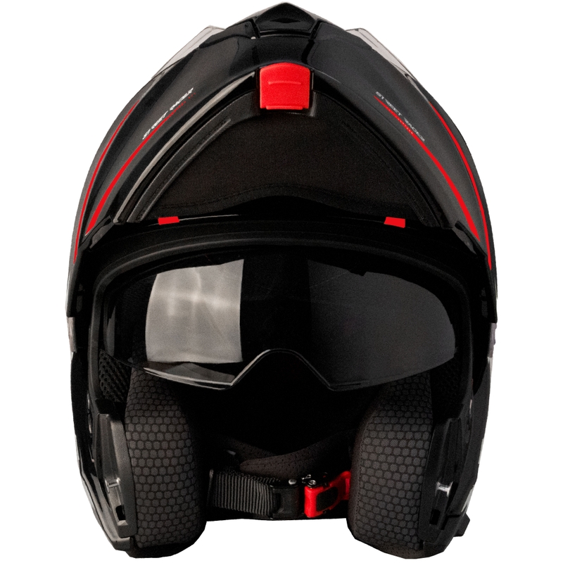 Casco moto apribile Street Racer Fury nero-rosso