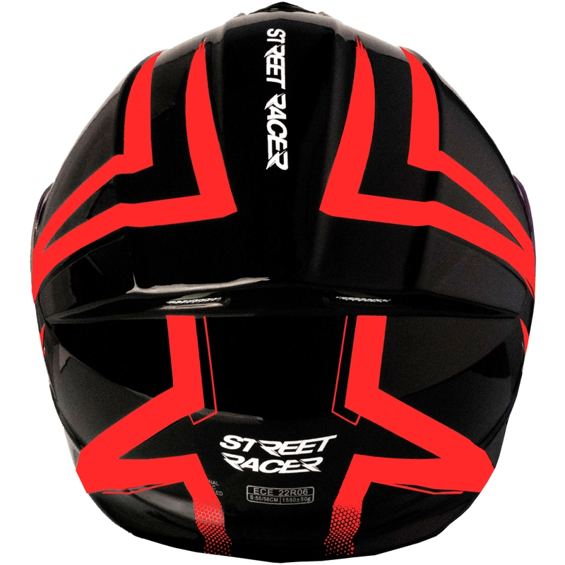 Casco moto apribile Street Racer Fury nero-rosso