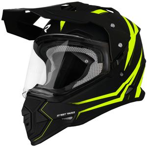 Casco moto enduro Street Racer Ignite nero opaco-giallo fluo