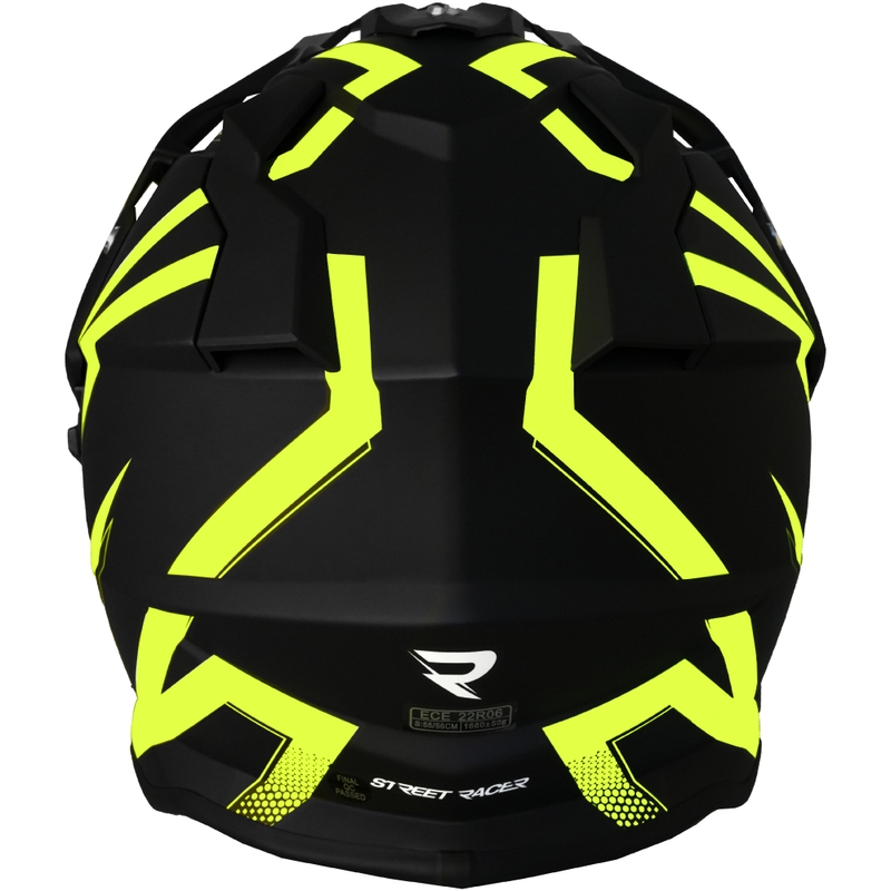 Casco da moto Enduro Street Racer Ignite nero opaco-giallo fluo