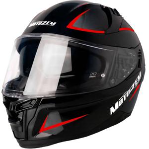 Casco moto integrale Motozem Guardian nero-rosso