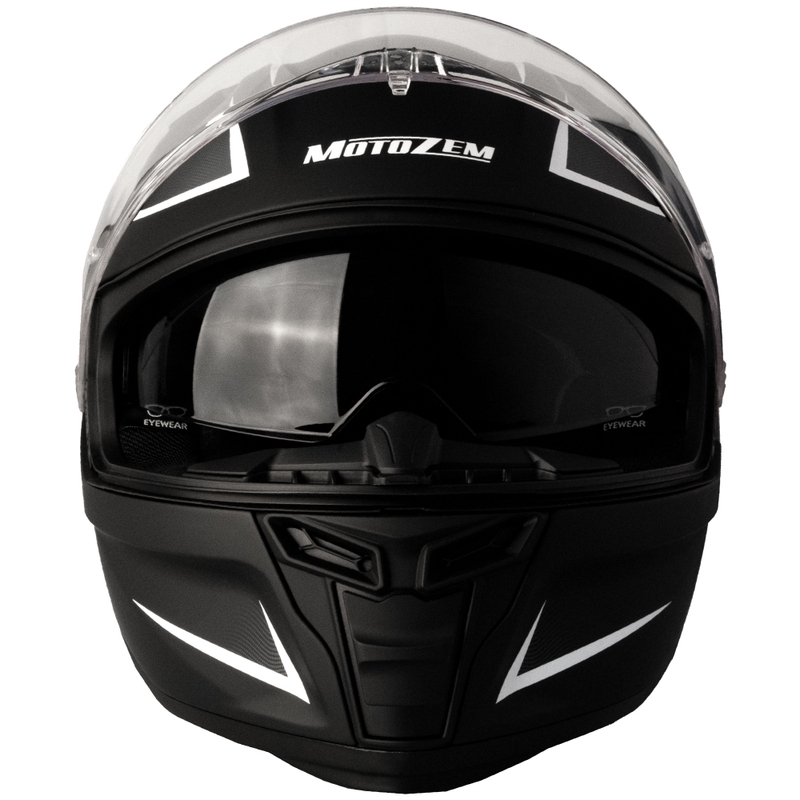 Casco moto integrale Motozem Guardian nero opaco-bianco-grigio