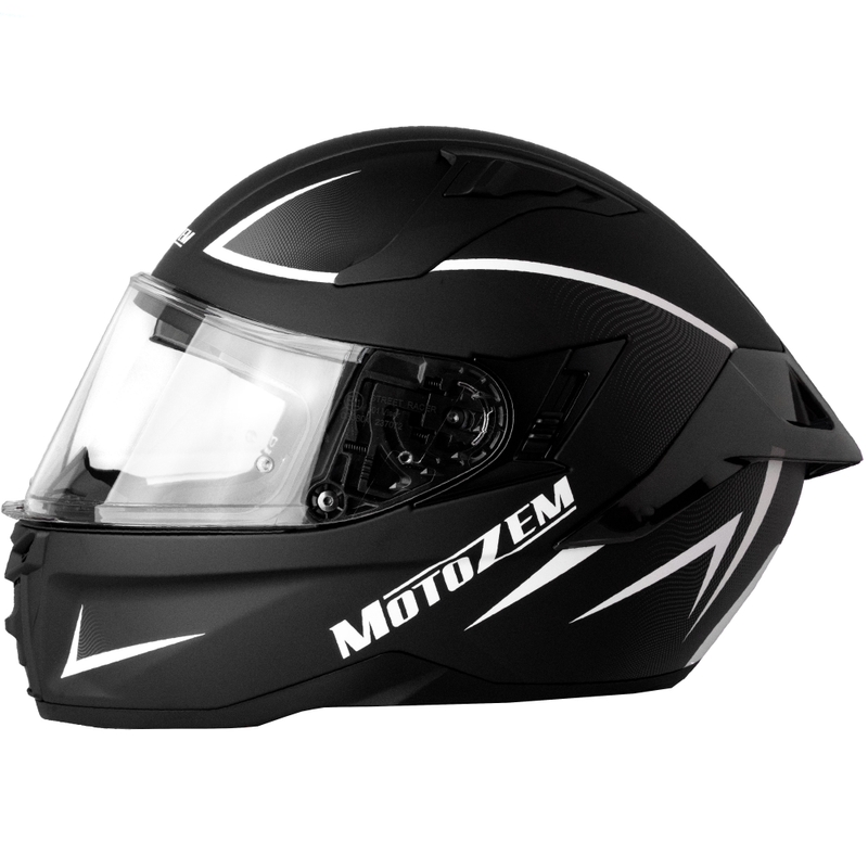Casco moto integrale Motozem Guardian nero opaco-bianco-grigio