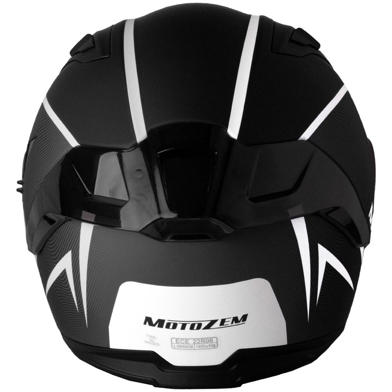 Casco moto integrale Motozem Guardian nero opaco-bianco-grigio