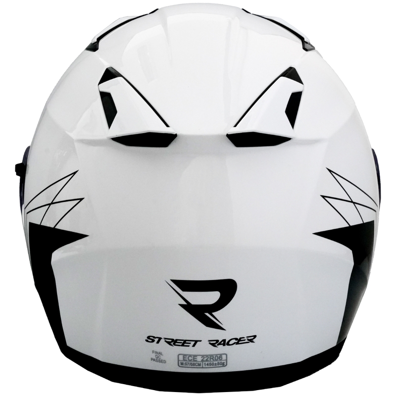 Casco moto aperto Street Racer Sonic bianco-nero lucido
