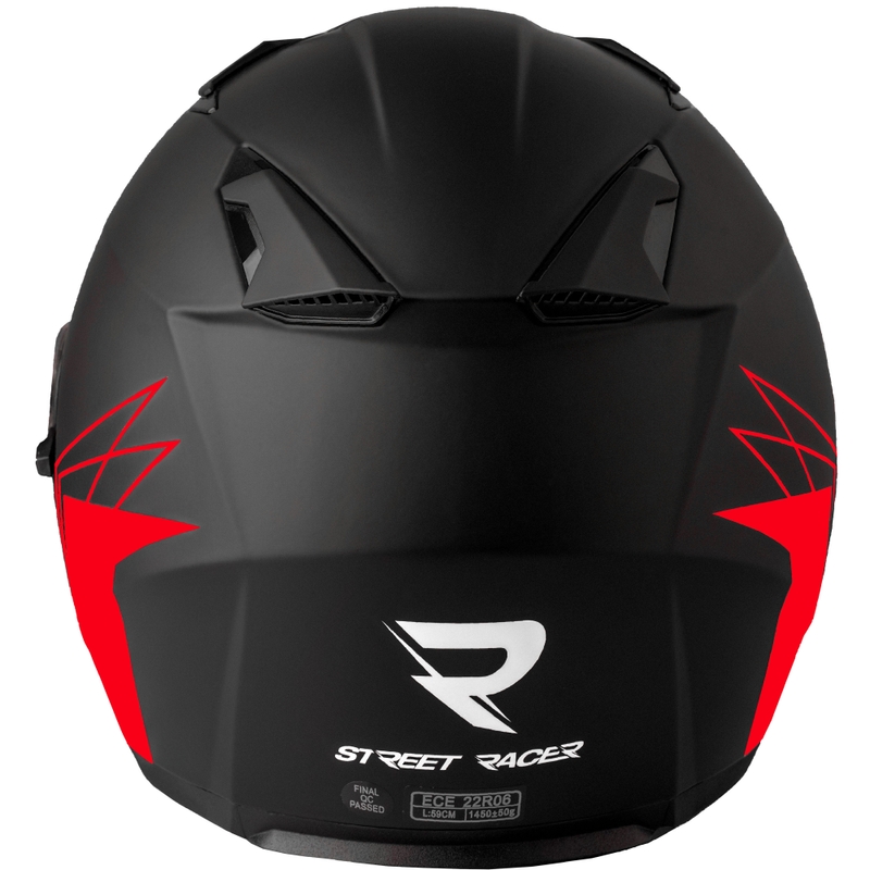 Casco da moto aperto Street Racer Sonic nero opaco-rosso