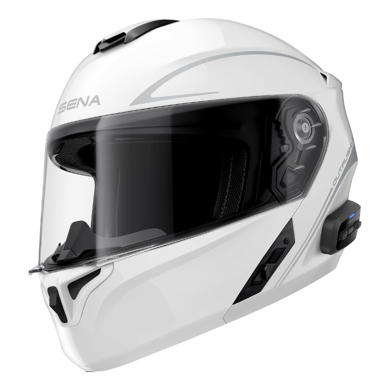 Casco da moto apribile con cuffie SENA Outrush R bianco lucido