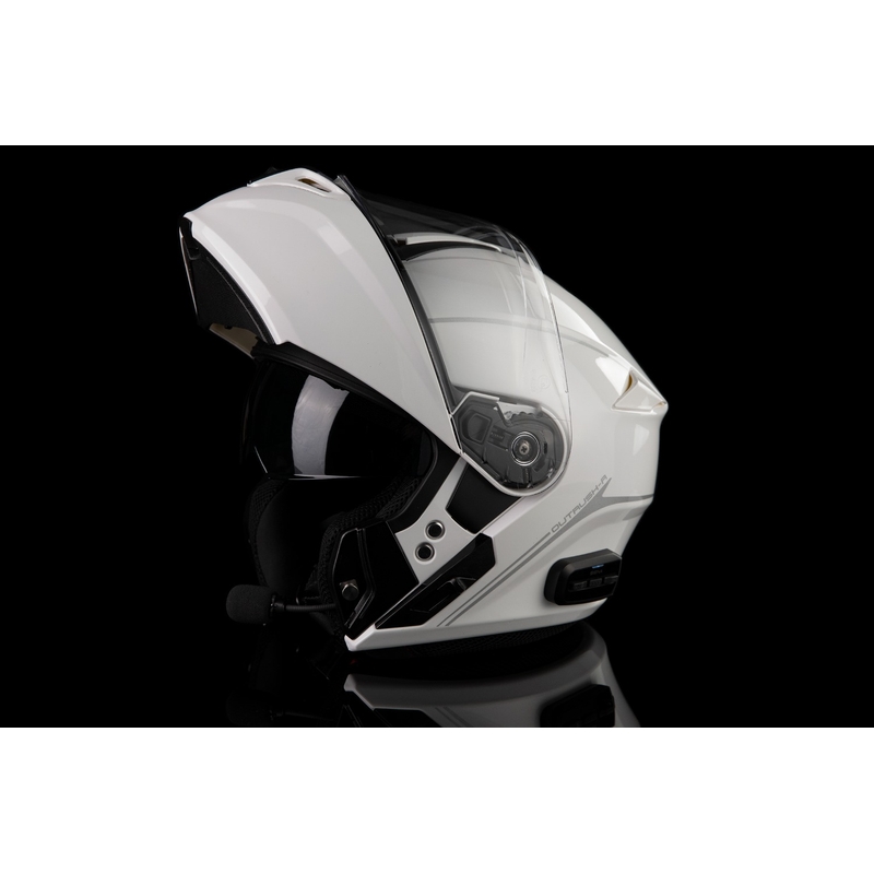 Casco da moto apribile con cuffie SENA Outrush R bianco lucido
