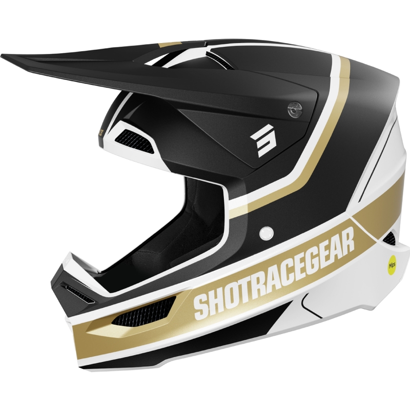 Casco motocross Shot Race Mythic nero-oro opaco