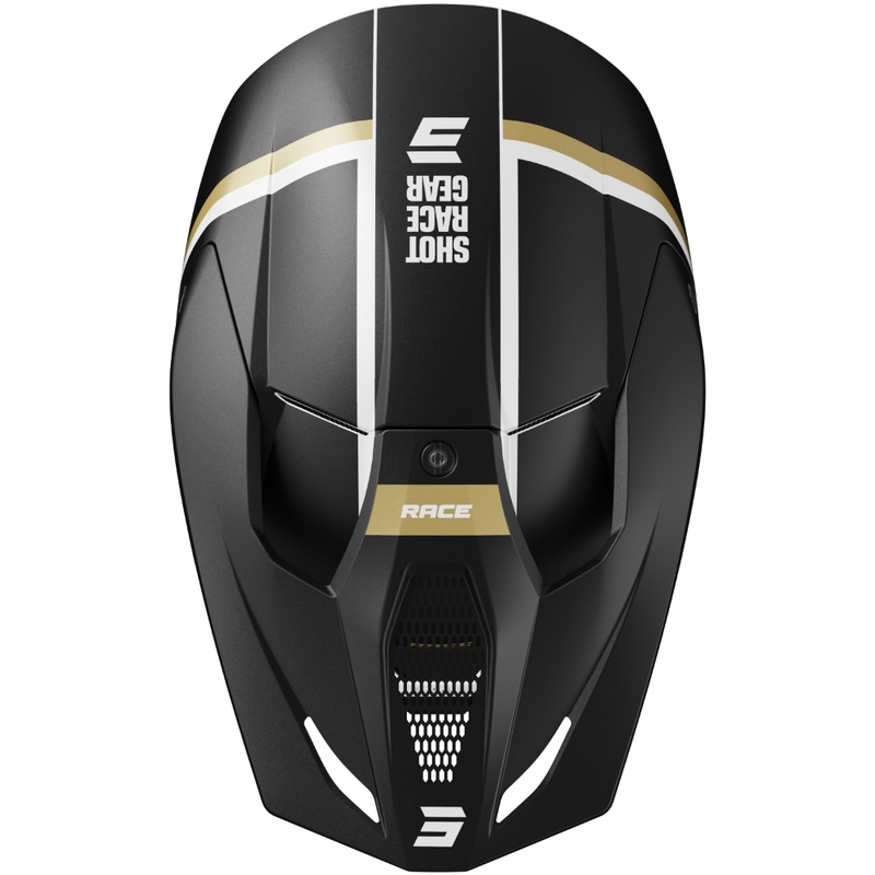 Casco motocross Shot Race Mythic nero-oro opaco