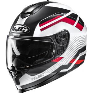 Casco moto integrale HJC C70N Belis MC1SF nero-bianco-rosso
