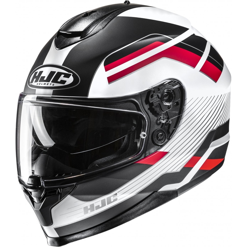 Casco moto integrale HJC C70N Belis MC1SF nero-bianco-rosso