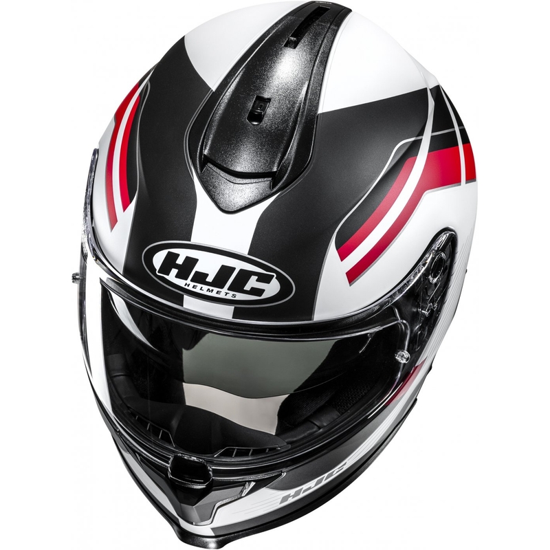 Casco moto integrale HJC C70N Belis MC1SF nero-bianco-rosso