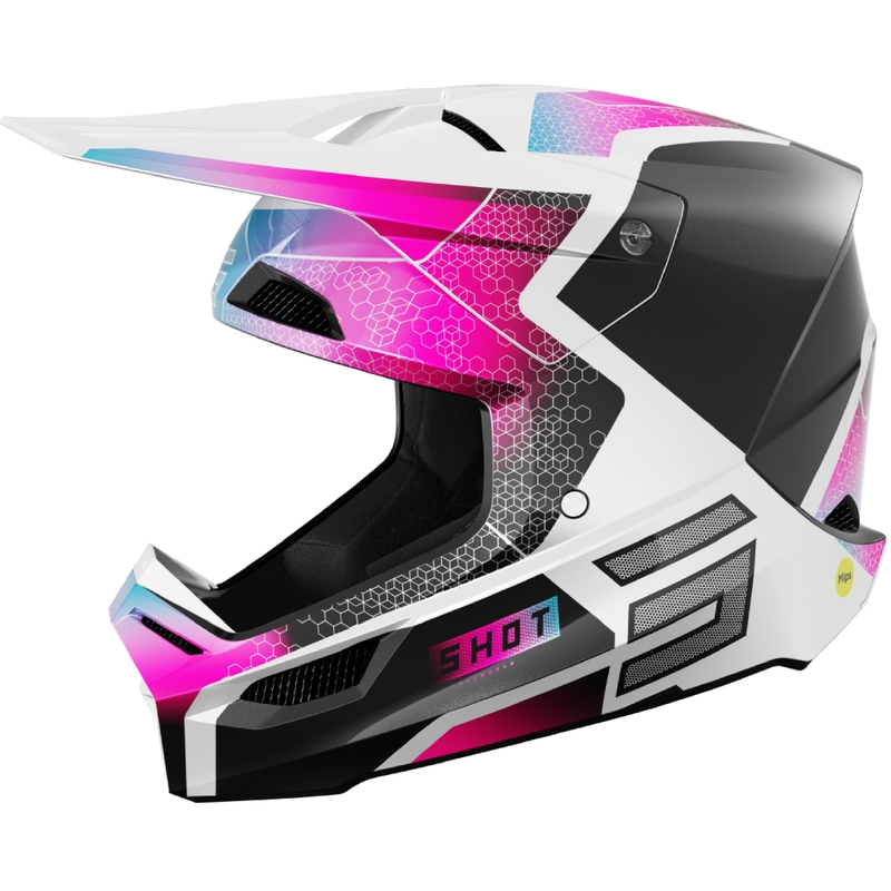 Casco motocross Shot Race Phaser perla nero-blu-rosa