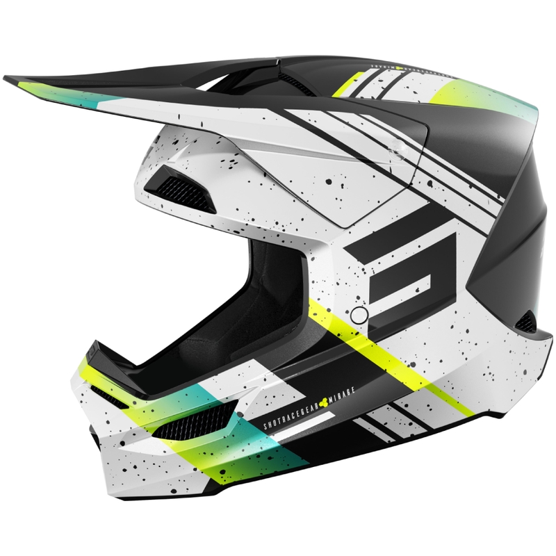 Casco motocross Shot Furious Mirage blu-giallo fluo