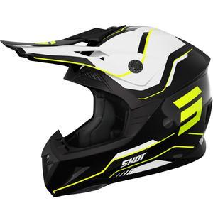 Casco motocross da bambino Shot Pulse Lines nero-giallo fluo