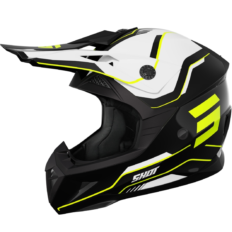Casco motocross da bambino Shot Pulse Lines nero-giallo fluo