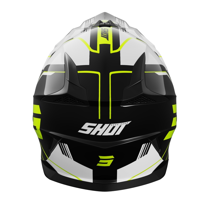 Casco motocross da bambino Shot Pulse Lines nero-giallo fluo
