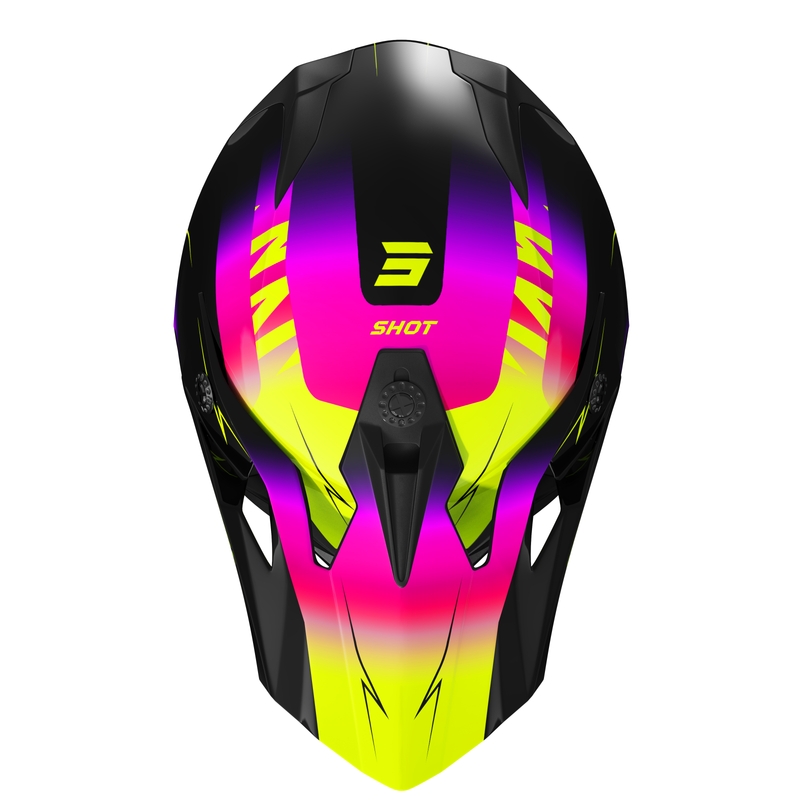 Casco motocross per bambini Shot Pulse X-Trem rosa-giallo fluo