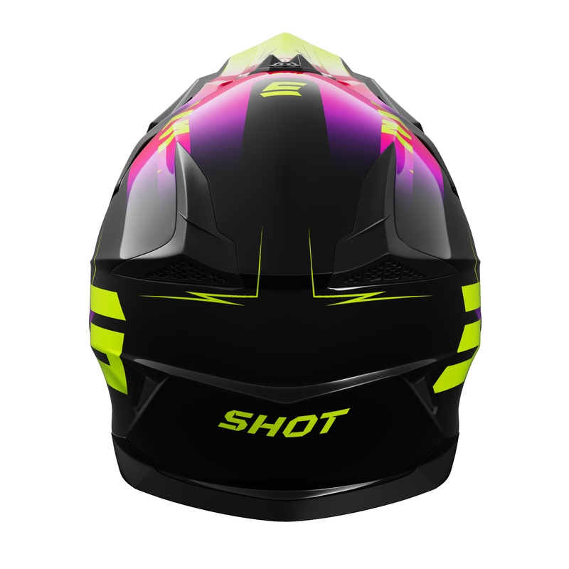 Casco motocross per bambini Shot Pulse X-Trem rosa-giallo fluo