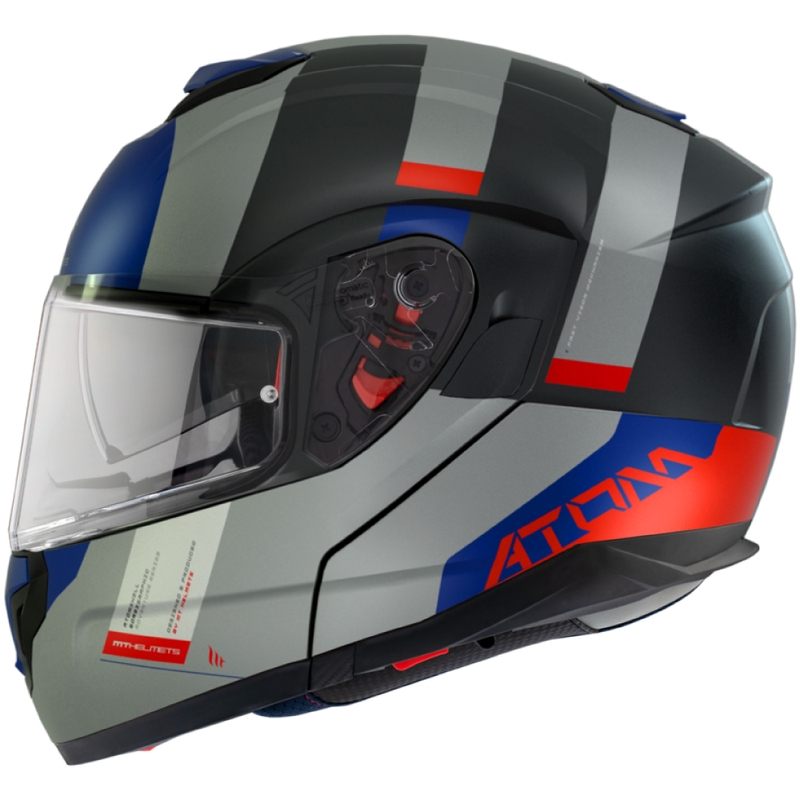 Casco Moto Apribile MT Atom SV Gorex C12 Nero-Grigio-Blu-Rosso Saldi