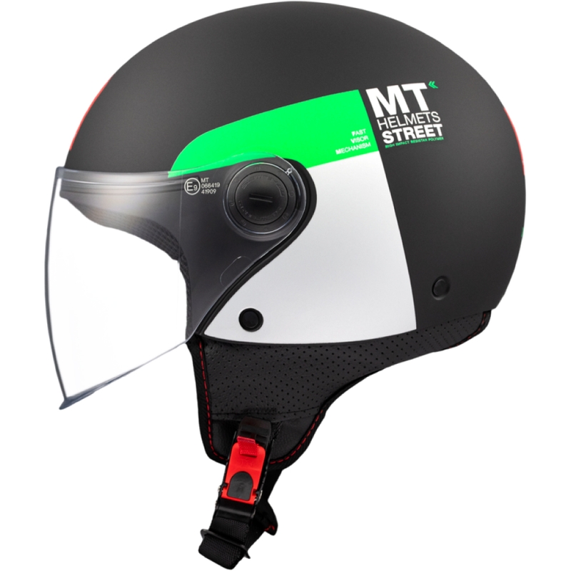 Casco moto aperto MT STREET INBOARD D6 nero-verde opaco