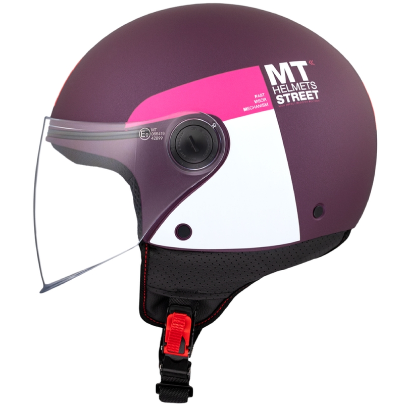 Casco moto aperto MT STREET INBOARD C8 rosa-viola opaco