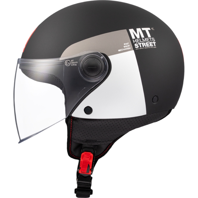 Casco da moto jet MT STREET INBOARD D2 nero opaco-argento