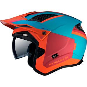 MT District SV Analog D24 casco moto da trial aperto rosso-blu-arancio