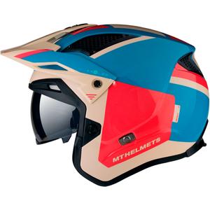 MT District SV Analog D7 casco moto trial aperto rosso-blu-beige