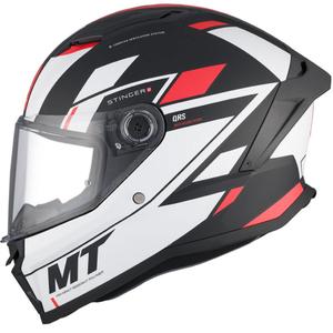 MT Stinger 2 Solid Zivze casco moto integrale bianco-nero-rosso opaco