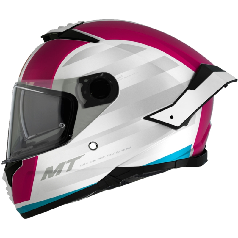 Casco moto integrale MT THUNDER 4 SV TREADS C8 bianco e rosa