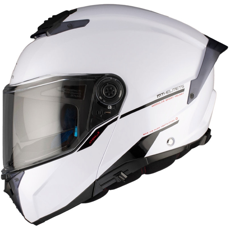 MT ATOM 2 SV SOLID A0 casco moto bianco lucido
